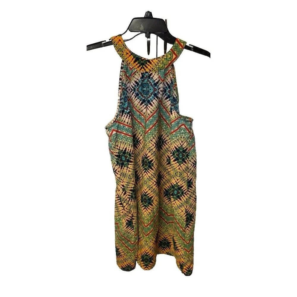 Be Bop Women Multicolored Dress Sleeveless Short Mini Back Keyhole Button L - Picture 1 of 9